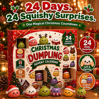 Christmas Advent Calendar 2026, 24 Days Countdown Calendar, Mini Dumpling Squishy Toys with Glitter, Christmas Holiday Gift for Kids