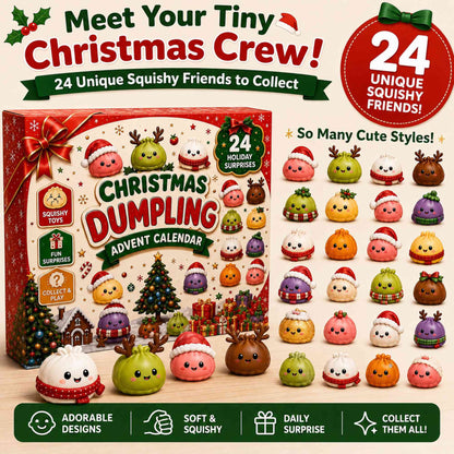 Christmas Advent Calendar 2026, 24 Days Countdown Calendar, Mini Dumpling Squishy Toys with Glitter, Christmas Holiday Gift for Kids