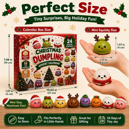 Christmas Advent Calendar 2026, 24 Days Countdown Calendar, Mini Dumpling Squishy Toys with Glitter, Christmas Holiday Gift for Kids