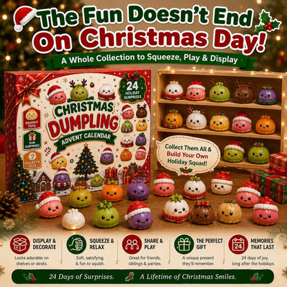 Christmas Advent Calendar 2026, 24 Days Countdown Calendar, Mini Dumpling Squishy Toys with Glitter, Christmas Holiday Gift for Kids